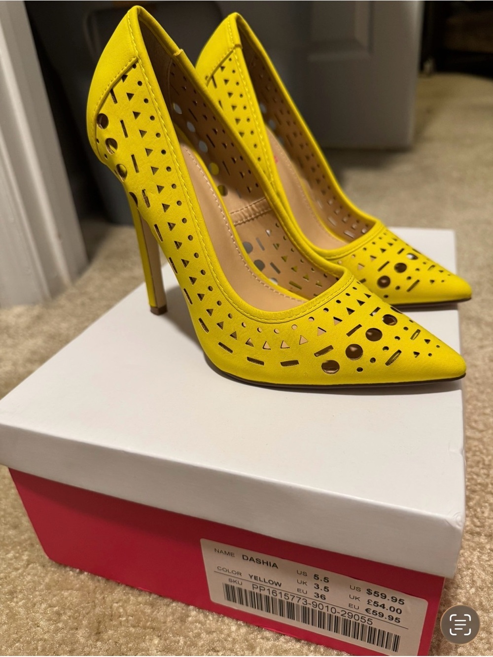 Yellow Cutout Pointed-Toe Stilettos -
